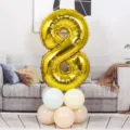 40 Inch Gold Number 8 Mylar Foil Balloon Birthday Party Wedding Decor Balloon Stand - 40 Inch Gold Aluminum Foil Number Balloon 8