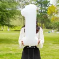 32 inch white number 1 foil balloon for birthday party decorations and celebration events. - 32 Inch Number 1