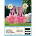 Pink balloon and crepe paper streamer set with daisy foil balloons for outdoor party - Pink and White Crepe Paper Balloon Set with Pump