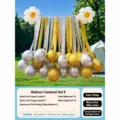 Outdoor party balloon set, silver and gold balloons with daisy foil balloons for celebration. - Gold and Silver Crepe Paper Balloon Set with Pump