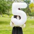 White 32 inch number 5 foil balloon for birthday party decoration, event layout and celebration. - 32 Inch Number 5