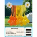 Outdoor balloon streamer party decor set with daisy foil balloons for birthday and picnic. - Orange and Yellow Crepe Paper Balloon Set with Pump