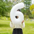 32 inch white number 6 foil balloon for birthday party and celebration decoration setup props sku - 32 Inch Number 6