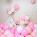 Macaron pink white balloon set for girl birthday party baby shower decoration - 10 Inch 100 Pieces/Pack / Matte Dark Pink + Light Pink + White