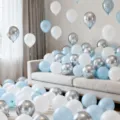 Macaron blue white silver latex balloons set for kids birthday party room decor - White+Silver+Light Blue 30 Pcs Set