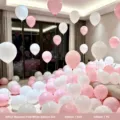 Macaron pink and white balloon set with ribbon and pump for party decor, 30 pcs - Macaron Pink+White 30 Pcs Set