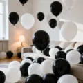 Black and white balloon decoration set with ribbon and pump for birthday party events - Black+White 30 Pcs Set