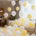 White and yellow macaron latex balloons set 30 pcs with ribbon and inflator for party - White+Macaron Yellow 30 Pcs Set