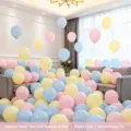 Macaron balloon set colorful thick round birthday party decoration for kids room and classroom - Macaron Yellow+Macaron Pink+Light Blue 30 Pcs Set