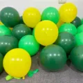 Thickened green forest latex balloons, avocado and yellow party decor for school events. - Dark Green + Yellow + Matte Green