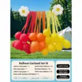 Outdoor party balloon decoration set with crepe paper streamers and daisy balloons. - Red Yellow and Orange Crepe Paper Balloon Set with Pump