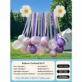 Outdoor party balloon streamer set with silver purple crepe paper and daisy balloons - Purple Sequin Crepe Paper Balloon Set with Pump
