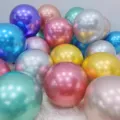 Colorful metallic balloons set, glossy latex balloons for birthday party decoration layout. - Mixed Metallic Colors