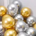 Metallic gold and silver balloons set for party decoration, birthday and celebration events. - Metallic Gold + Metallic Silver