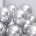 Metallic silver balloons cluster for birthday party decoration, thick latex shiny balloons. - Metallic Silver