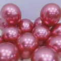 Metallic pink balloons for birthday party decoration, shiny rose gold latex balloon set. - Metallic Red
