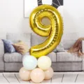 40 inch gold number 9 foil balloon for birthday party wedding anniversary decoration setup - 40 Inch Gold Aluminum Foil Number Balloon 9