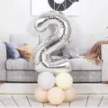 Silver number 2 foil balloon 40 inch birthday party decoration baby shower anniversary backdrop - 40 Inch Silver Aluminum Foil Number Balloon 2