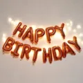 Rose Gold Happy Birthday Letter Balloons with String Lights for Party Wall Decor - 16 Inch Rose Gold Happy Birthday Letters + 2 Light Strips / Rose Gold