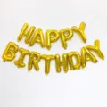 Gold Happy Birthday letter foil balloons set for kids party background wall decoration. - 16-Inch Gold Happy Birthday Letters / Gold