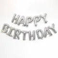 Silver Happy Birthday Letter Foil Balloons Set Party Wall Background Decoration - 16 Inch Silver Happy Birthday Letters