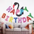 Happy birthday foil letter balloons with colorful polka dot design for party wall decor. - 16 Inch Colorful Happy Birthday Letters