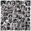50 Pcs Black And White Vintage Engraved Animal Cartoon Graffiti Stickers For Luggage Laptop - 50 Sheets