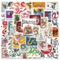 53pcs Chinese Dragon Year Stamp Stickers Waterproof Cartoon Decals for Laptop & Phone - Dragon Year Postage Stamp Style
