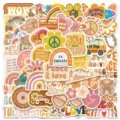 Nahaufnahme des Retro-Boho-Sticker-Sets mit verschiedenen bunten Vintage-Mustern. - Boho 5