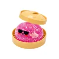 Pink shark bun squishy toy with sunglasses and cute steamer container for stress relief. - 1 Piece / Shark Pink