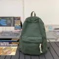 Sac à dos en toile vert uni pour femme, cartable de style collège décontracté pour les voyages. - Vert