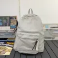 Sac à dos en toile unie décontracté minimaliste pour voyage école quotidien léger - Gris