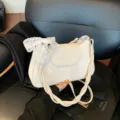 Petit sac à épaule blanc avec nœud en dentelle, sac bandoulière tendance pour femmes. - Blanc Cassé