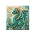 3D Kristall Strass Diamant Malerei Set mit einem detailreichen türkisen Drachen und Blumen. - Smaragdgrüner Drache / 1 Stück