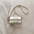 Versatile chic crossbody shoulder bag for women, trendy fashion Korean style small square handbag. - With Pendant / White