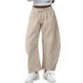 Casual high waist drawstring sweatpants with practical pockets for women summer daily wear. - S / Apricot