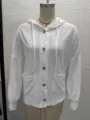 Women solid color golden velvet hooded cardigan, casual long sleeve button up coat. - Style Pending