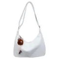 Sac à bandoulière chic pour femme avec pendentif en peluche mignon sac fourre-tout élégant - L / Bleu