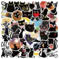 Süße schwarze Katze wasserdichte Vinyl Aufkleber Pack für Laptop Koffer Gitarre - 50 Stk. Schwarze Katze