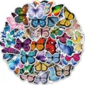 50 Pièces Autocollants Papillon Coloré Étanches Esthétiques Vinyle pour Ordinateur Valise - Graffiti Papillon / Lot de 50 pièces