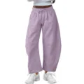 Pantalon de jogging femme ample taille haute casual avec cordon et poches pour confort. - Violet