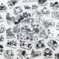 Christmas black and white PET stickers set, holiday decorative decals for notebook and phone. - 50 Pieces/Pack