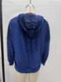 Women's blue velvet hooded sweatshirt, casual long sleeve pullover top for autumn winter. - S / Top (F55088) / Blue