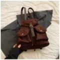 Sac à dos vintage mat pour femme, grande capacité, sac de voyage décontracté. - Café