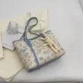 Μεγάλη χωρητικότητα τσάντα shopper καμβά casual γκράφιτι τσάντα ώμου κομψή τσάντα - Με Μεταλλικό Στολίδι / Μπλε
