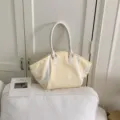 Fashionable large capacity polka dot tote shoulder bag yellow white variant for women. - Yellow Without Pendant