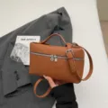 Bolso de mano marrón con asa superior para mujer, elegante bolso cruzado estructurado. - Sin colgante / Marrón