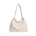 Sac a epaule hobo beige, grand cabas decontracte pour femme, mode quotidienne chic. - Blanc