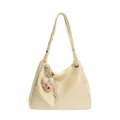 Sac à épaule jaune clair pour femme avec pendentif ours mignon, fourre-tout chic et décontracté. - Jaune avec breloque