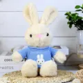 Cute dressed rabbit plush toy with blue knitted sweater soft stuffed animal kids gift - Khaki Rabbit (Blue) / 30cm